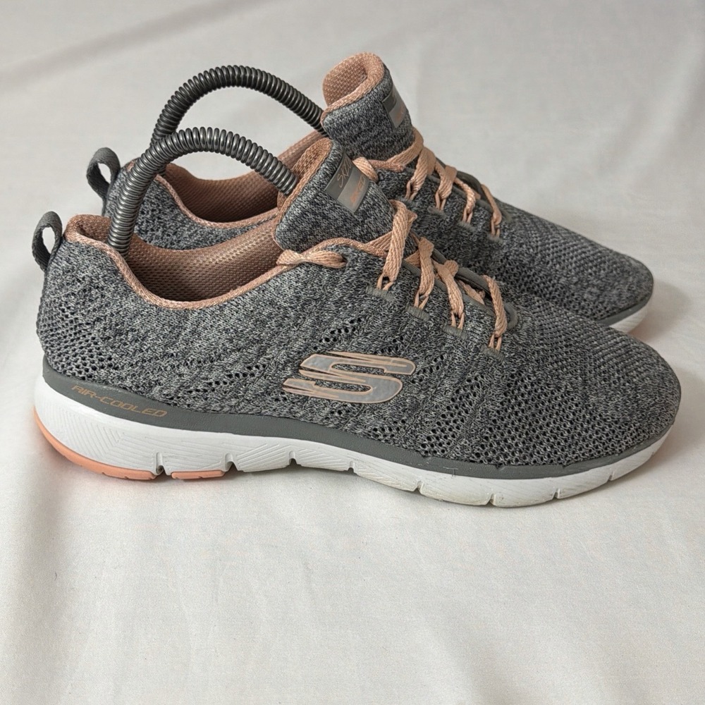 Skechers Womens Flex Appeal 3.0 13077 Gray‎ Running Shoes Sneakers Size 8.5 - Picture 12 of 16